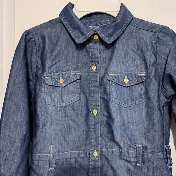 Girl Chillpop Denim Button-Up Shirt Dress Sz 14/16 pockets blue no belt - Picture 3 of 9